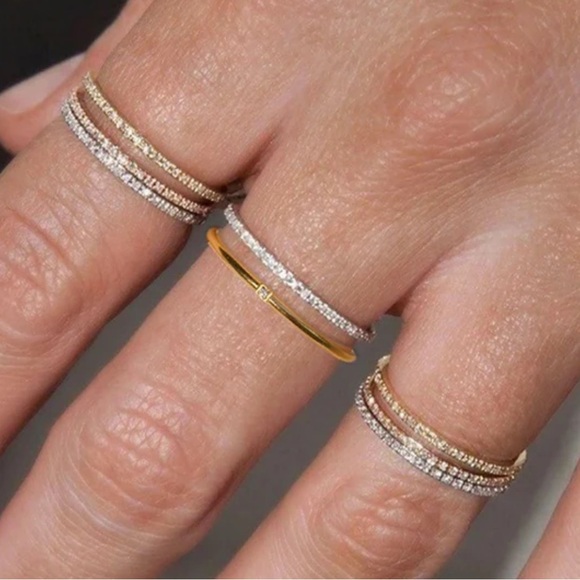Jewelry - Elegant 18k Gold and Silver Stacking Rings